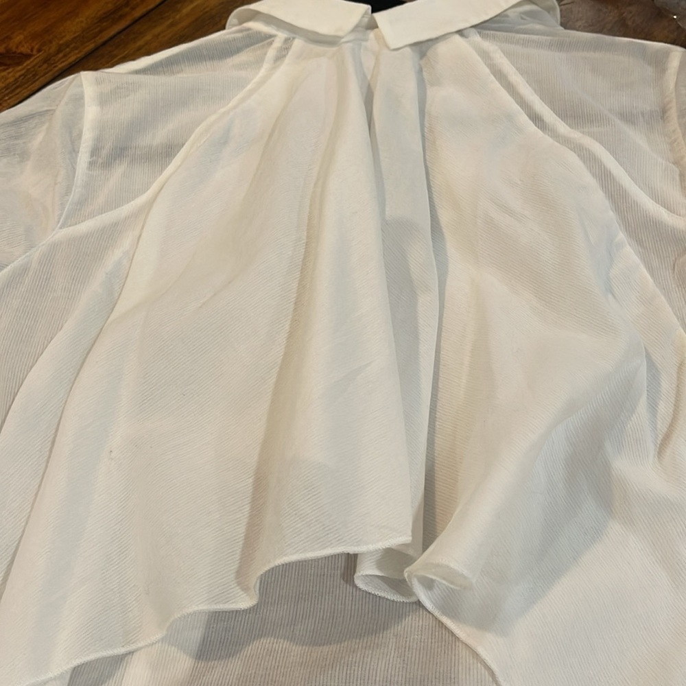 CAbi Women's Small Vacation Tunic Shirt White Long Sleeve Button Down - Picture 7 of 16